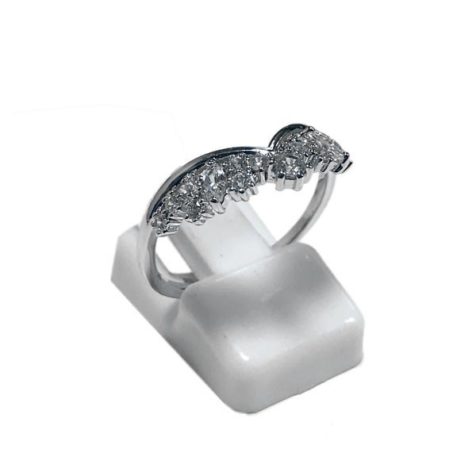 Bague Argent 925 Coeur Avec Zirconiums Blancs - Taille 55 - Occasion - Poinçonné
